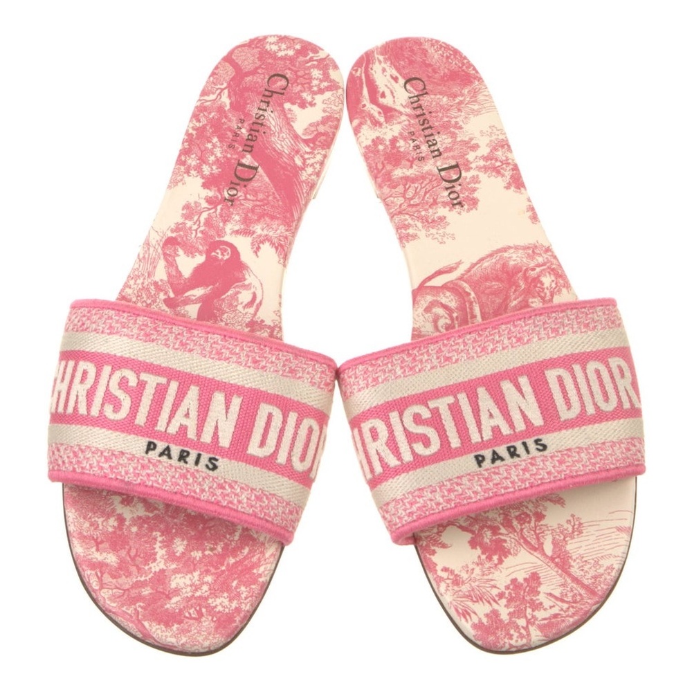 Dior Canvas Printed Slides-Pink